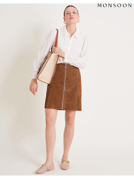Monsoon Sienna Suede Zip Skirt (AC6870) | €212