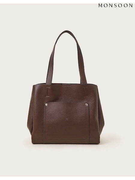 Monsoon Brown Zoe Faux Leather Pocket Tote Bag (AC6894) | €73