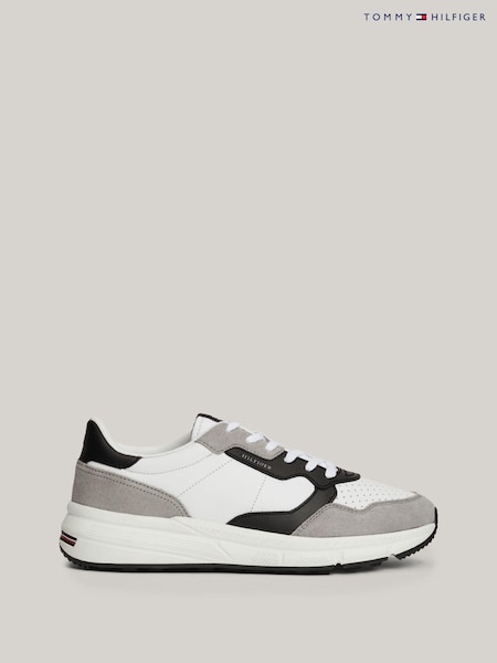 Tommy Hilfiger White Tommy Hilfiger Blue Faston Leather Mix Trainers (AC6901) | €157