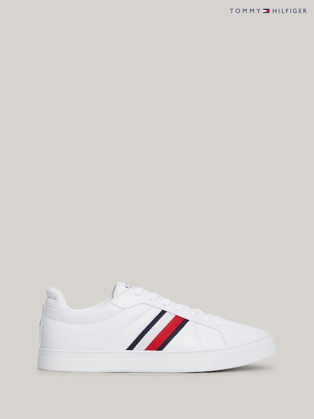 Tommy Hilfiger White Tommy Hilfiger Blue Icon Court Leather Trainers (AC6904) | 570 zł