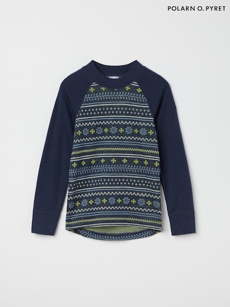 أزرق - Polarn O Pyret Merino Wool Nordic Thermal Top (AC6965) | ‏102 د.إ.‏