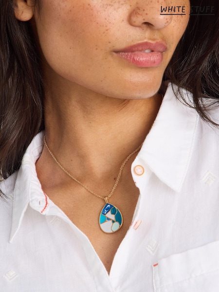 White Stuff Gold Tone Mosaic Tile Drop Necklace (AC6972) | €32