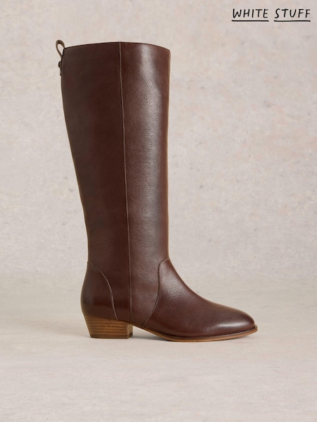 White Stuff Brown Willow Leather Knee High Boots (AC6977) | AED407