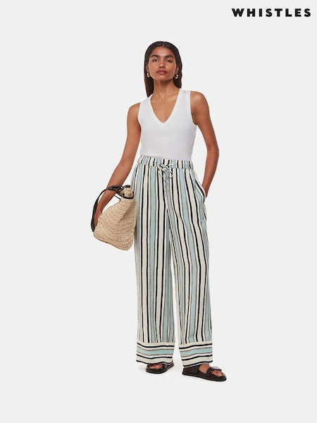 Whistles Natural Petite Vertical Stripe Nicola Trousers (AC6994) | €56