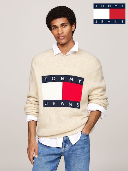 Tommy Jeans Cream Regular Fit Cream Melange Flag Sweater (AC7019) | 5,107 UAH