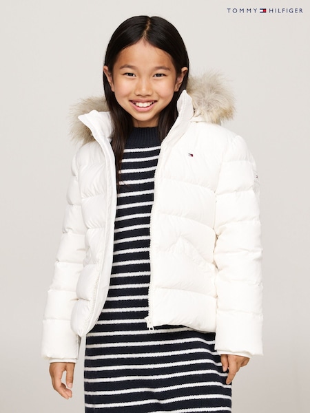 Tommy Hilfiger Girls Essential Down Faux Fur Hood Jacket (AC7088) | ‏378 د.إ.‏