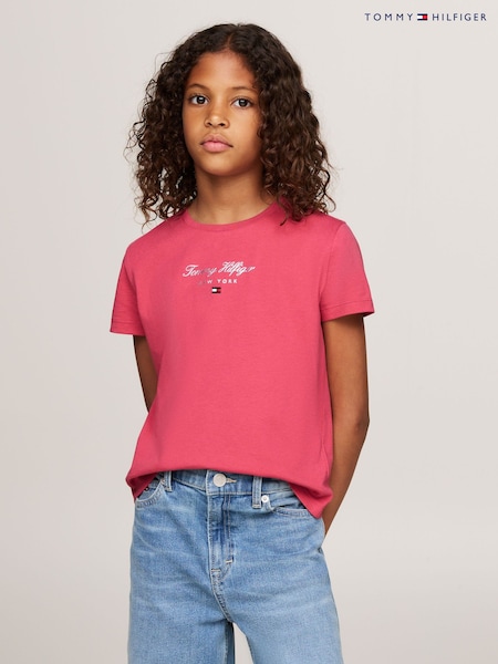 وردي - Tommy Hilfiger Nyc Foil Short Sleeve 100% Cotton T-Shirt (AC7110) | ‏58 د.إ.‏