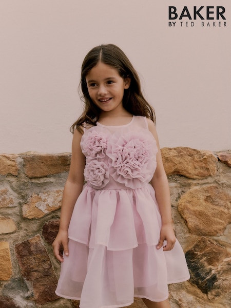 Baker by Ted Baker Pink Corsage Organza Occasion Dress (AC7121) | 34 €