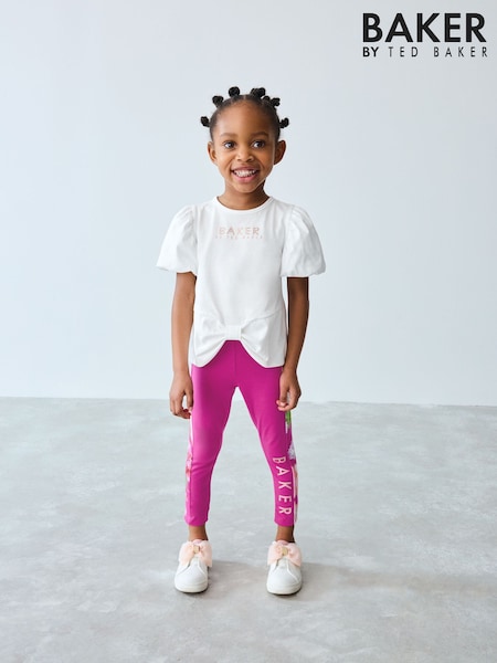 Baker by Ted Baker Pink 2 Piece T-Shirt and Floral Print Leggings Set (AC7133) | 45 € - 50 €
