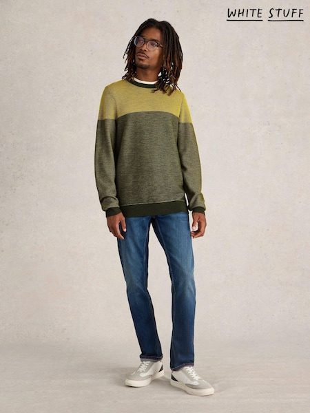 White Stuff Yellow Newport Merino Jacquard Crew Neck Jumper (AC7154) | AED189