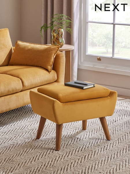 Soft Velvet Ochre Yellow Wilson Storage Footstool (AC7173) | €175