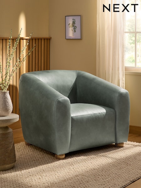 Distressed Faux Leather Green Chester Armchair (AC7180) | €580