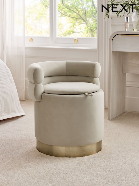 Soft Velvet Pebble Natural Mia Storage Accent Chair (AC7184) | €305