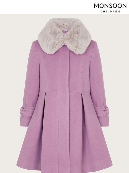 Monsoon Purple Faux Fur Collar Trim Coat (AC7203) | $86 - $100