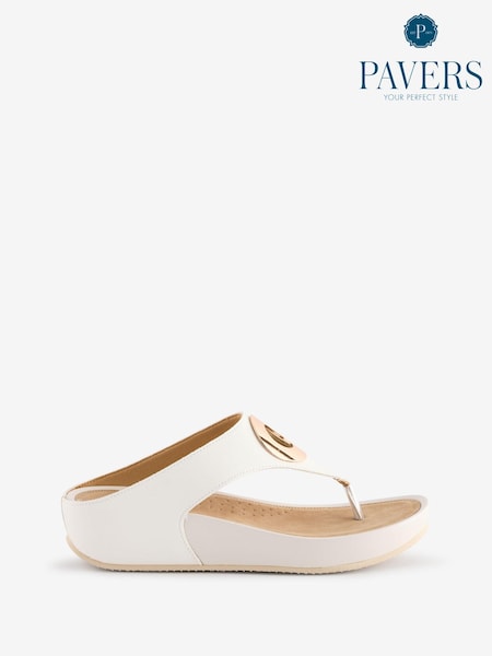 Pavers White Toe Post Sandals (AC7205) | AED192