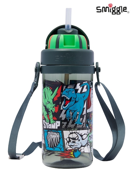 Smiggle Grey Happy Tales Teeny Tiny Plastic Drink Bottle With Strap 400Ml (AC7223) | €16