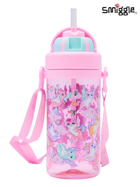 Smiggle Pink Happy Tales Teeny Tiny Plastic Drink Bottle With Strap 400Ml (AC7238) | €17