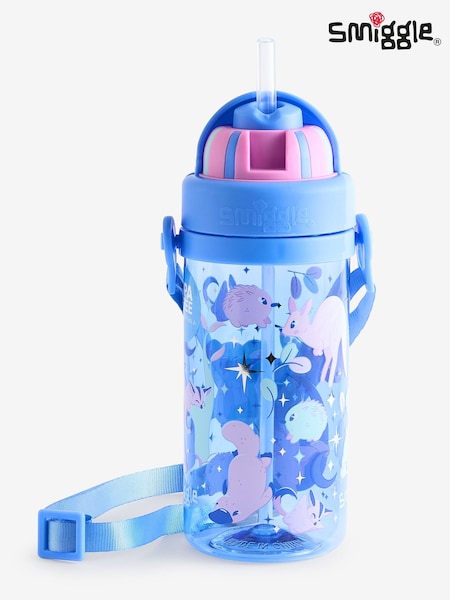 Smiggle Blue Chrome Big Dreams Teeny Tiny Plastic Drink Bottle With Strap 400Ml (AC7252) | 65 QAR
