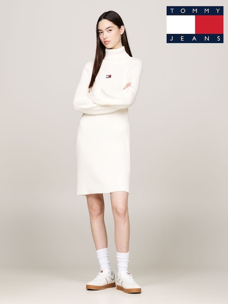 Tommy Jeans Mock Neck Badge White Sweater Dress (AC7347) | €73