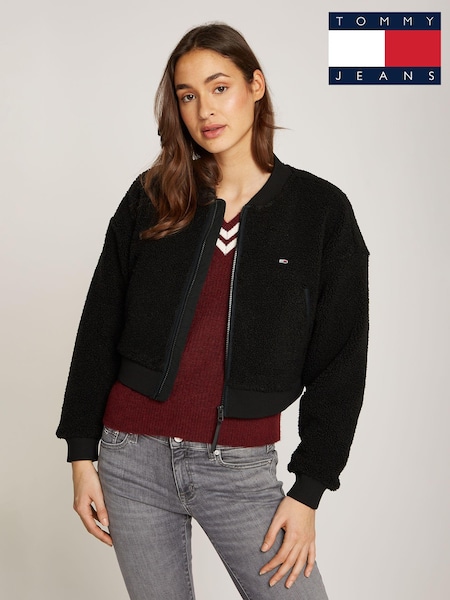 Tommy Jeans Teddy Zip Black Sweatshirt (AC7359) | 459 LEI