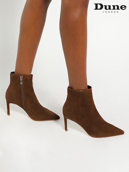 Dune London Brown Standard Fit Obsessively Mid Set Back Point Heeled Ankle Boots (AC7374) | €164
