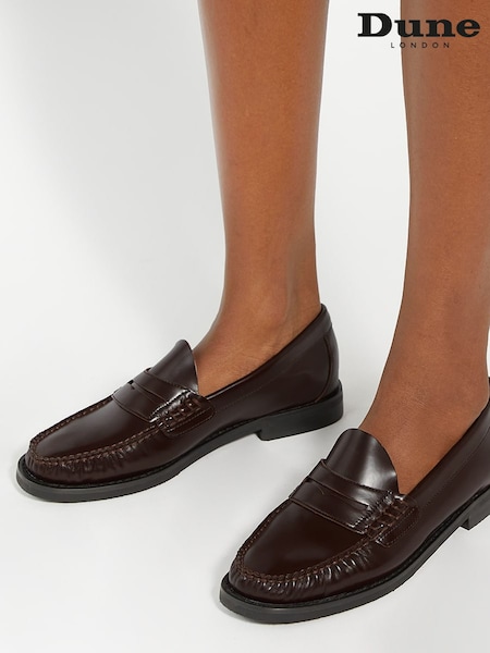 Temno rdeča - Dune London Ginnie Slim Sole Penny Loafers (AC7378) | € 72