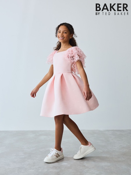 Baker by Ted Baker 3D Floral Sleeve Embossed Scuba Dress (AC7385) | 243 QAR - 270 QAR