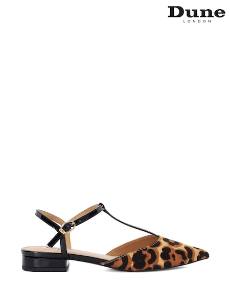 Dune London Animal Harler T-Bar Point Flat Shoes (AC7389) | R$ 740