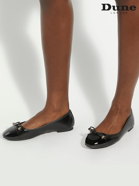 Musta Tumma - Dune London Hallo Charm Trim Leather Ballet Shoes (AC7410) | €102