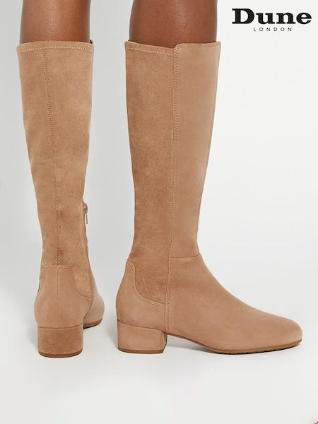 Dune London Brown Standard Fit Tayla Smart Stretch High Leg Boots (AC7415) | €209