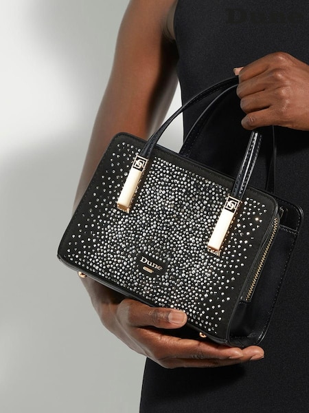 Dune London Coral Black Dinkydenbeigh Mini Branded Handle Tote Bag (AC7427) | €142
