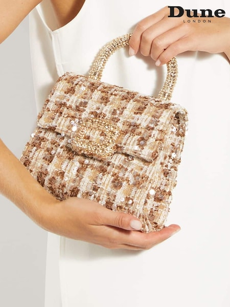 Dune London Cream Bolenna Brooch Trim Bag (AC7449) | €108