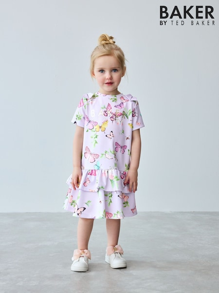 Baker by Ted Baker Lilac Purple Printed Ponte Dress (AC7450) | €42 - €49