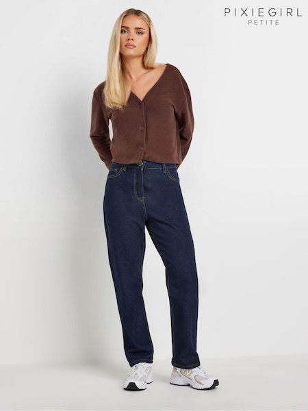 PixieGirl Petite Blue Brown Washed Wide Leg 100% Cotton Jeans (AC7454) | €46