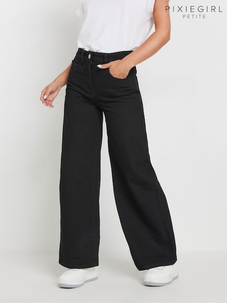 PixieGirl Petite Black Black Wide Leg 100% Cotton 100% Cotton Jeans (AC7456) | $60