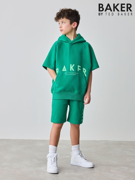 Baker by Ted Baker Green Short Sleeve 100% Cotton Hoodie and Shorts Set (AC7481) | $48 - $58