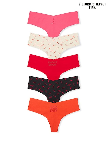 Victoria's Secret PINK Red/Green/Black/Pink Thong 5 Pack Knickers (AC7503) | €31