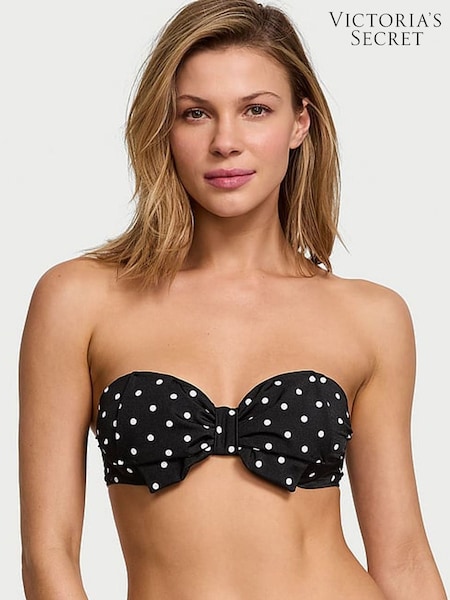 Victoria's Secret Black And White Dot Strapless Bow Bikini Top (AC7519) | €56