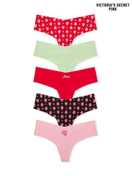 Victoria's Secret PINK Red/Pink/White/Black/Orange Thong 5 Pack Knickers (AC7532) | €31