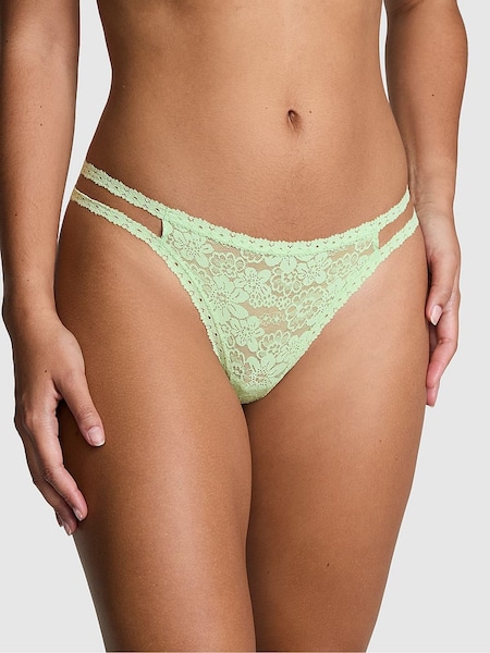Victoria's Secret PINK Pale Petal Green Double Strap Thong Floral Lace Knickers (AC7556) | €10.50