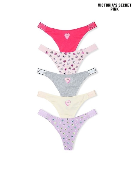 PINK Pink/Grey/Yellow/Purple Thong 5 Pack Knickers (AC7563) | €31