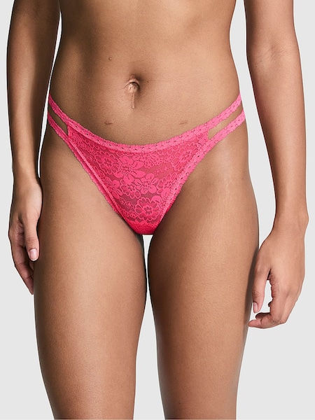 Victoria's Secret PINK Double Bubble Pink Double Strap Thong Floral Lace Knickers (AC7569) | €10.50