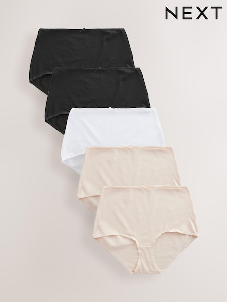 Black / Pastel Rose Nude / White Full Brief Rich Knickers 5 Pack (AC7594) | €12