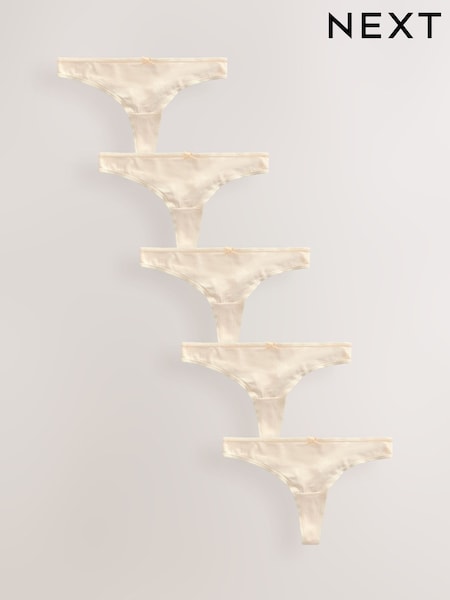 Pastel Rose Nude Thong Cotton Rich Knickers 5 Pack (AC7610) | €11