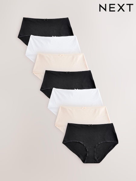 Black / Pastel Rose Nude / White Midi Rich Knickers 7 Pack (AC7614) | €15
