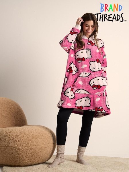 Brand Threads Hello Kitty Womens Hooded Blanket (AC7662) | ‏161‏₪