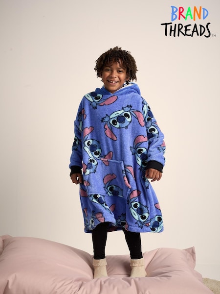 Brand Threads Blue Disney Stitch Adults Hooded Blanket (AC7664) | R$ 315