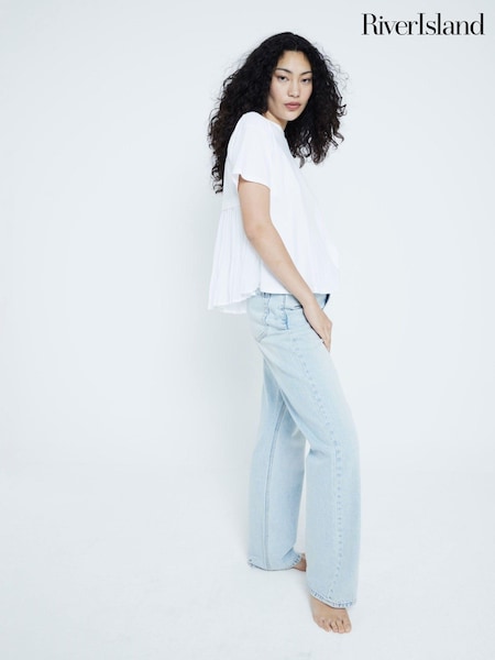 River Island Pleated Hem T-Shirt (AC7675) | 18 €