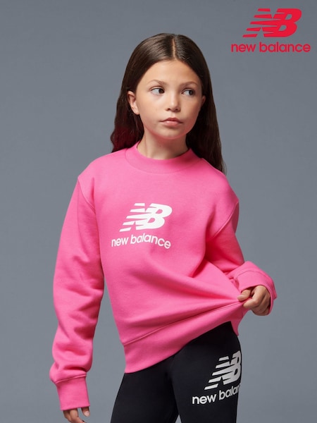New Balance Pink Girls Stacked Logo Sweatshirt (AC7682) | kr571 - kr685