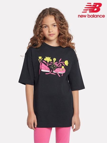 New Balance Black Girls 100% Cotton CDL Floral Graphic T-Shirt (AC7688) | €25 - €31